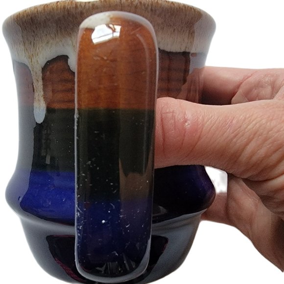 Vintage Drip Glaze Pottery Speckled Blue, Brown & Black Coffee/Tea Mug (8 oz) - Picture 5 of 7